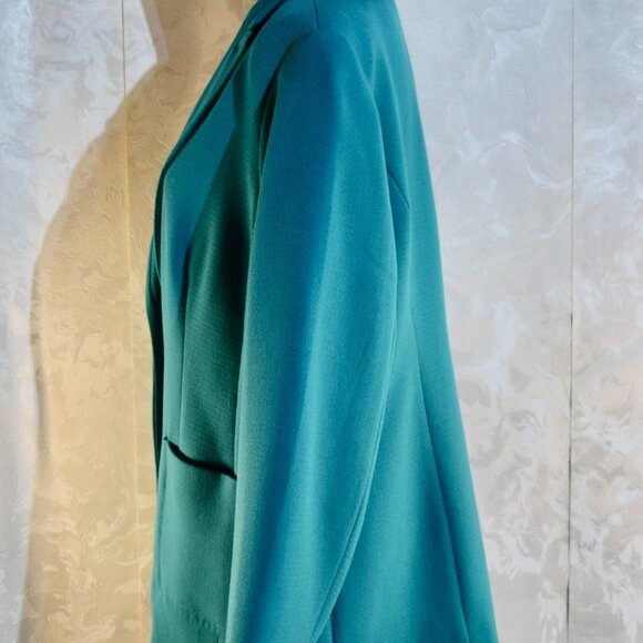 Coldwater Creek Size 16 Teal Cosmopolitan Crepe One-Button Blazer - Picture 4 of 8
